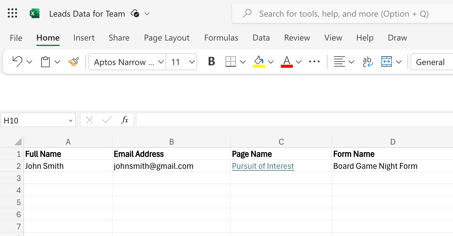 An Excel spreadsheet with info added in each column from another Excel spreadsheet.