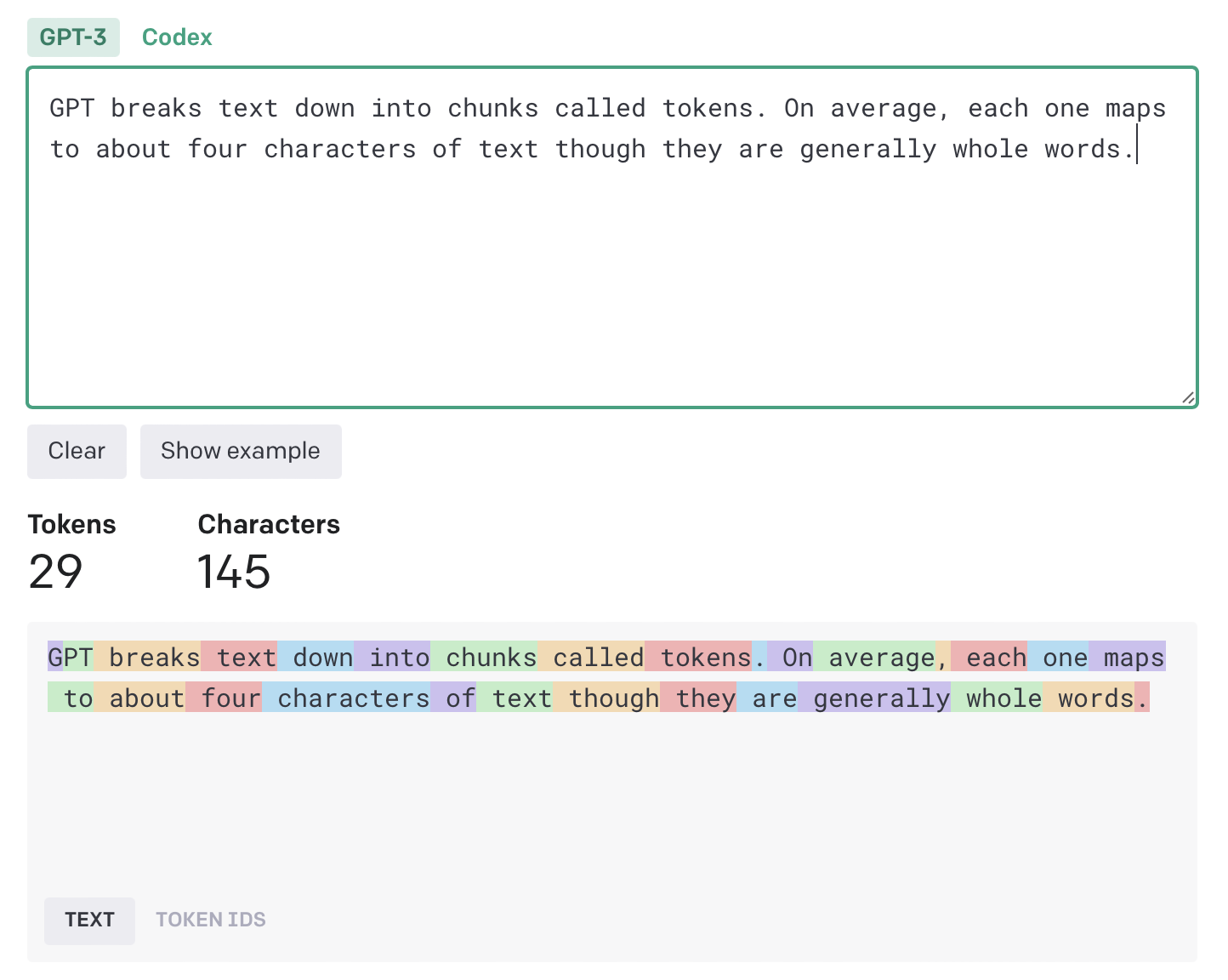 Tokens and characters in OpenAI